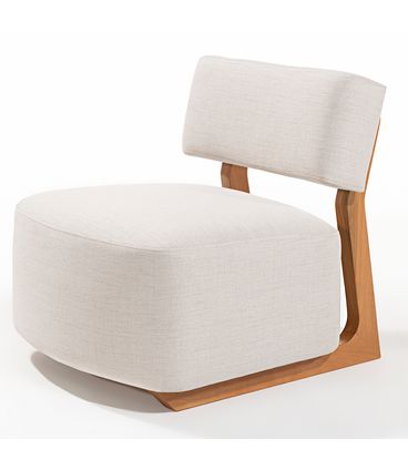 Poltrona Clara Assento Tecido Lac Base Madeira Mel - 78404