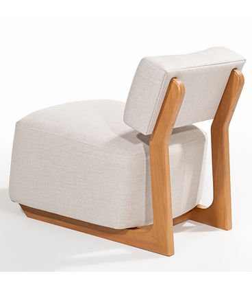 Poltrona Clara Assento Tecido Lac Base Madeira Mel - 78404