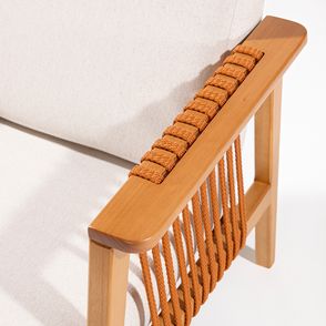 Poltrona Gaya Assento Cru Corda Ocre Base Madeira Mel - 78411