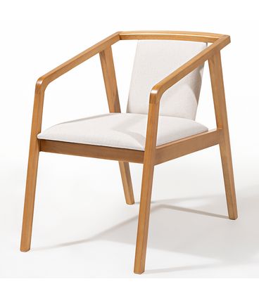 Poltrona Vega Assento Cru Base Madeira Mel - 78413