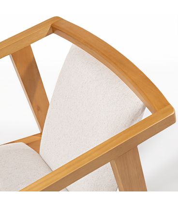 Poltrona Vega Assento Cru Base Madeira Mel - 78413