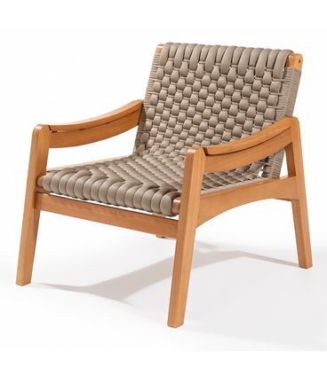 Poltrona Órion Assento Corda Rami Base Madeira Mel - 78415