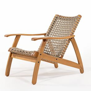 Poltrona Nara Assento Corda Rami Base Madeira Mel - 78416
