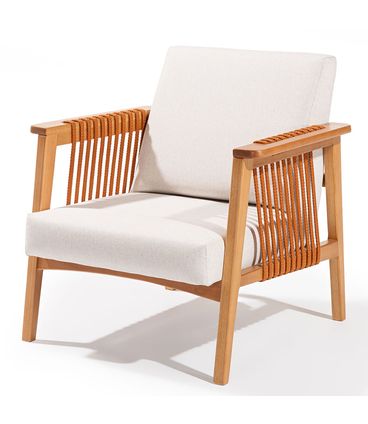 Poltrona Gaya Assento Cru Corda Ocre Base Madeira Mel - 78411