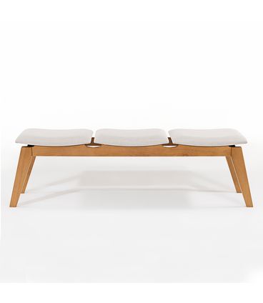 Banco Éden 03 Lugares Tecido Lac Base Madeira Mel - 78420