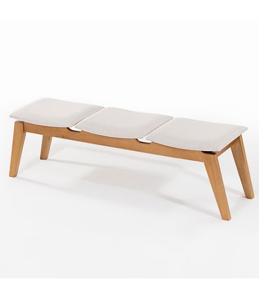 Banco Éden 03 Lugares Tecido Lac Base Madeira Mel - 78420