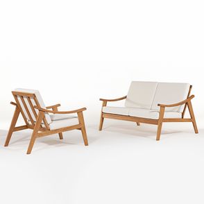 Conjunto Poltrona e Sofá 02 Lugares Scarlet Areia - 78423