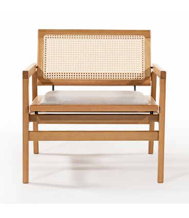 Poltrona Alba Encosto Tela Assento cor Gel Base Mel - 78424