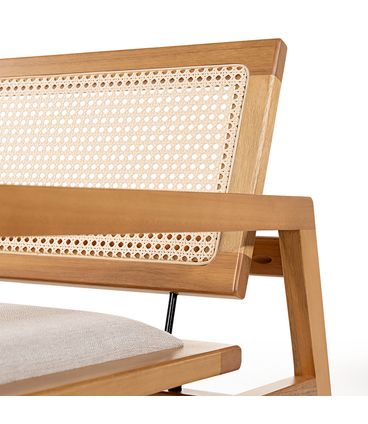 Poltrona Alba Encosto Tela Assento cor Gel Base Mel - 78424