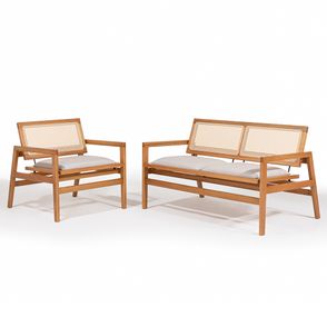 Conjunto Poltrona e Sofá 02 Lugares Alba Encosto Tela - 78426