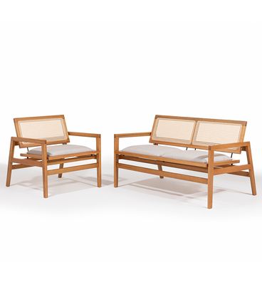 Conjunto Poltrona e Sofá 02 Lugares Alba Encosto Tela - 78426