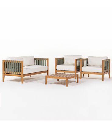 Conjunto Sofá Aurora Almofada Areia Mesa Centro Mel - 78438