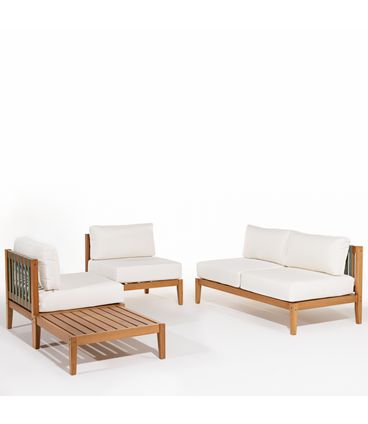 Conjunto Modular Aurora Assento Areia Mesa Centro Mel - 78439