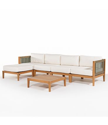 Conjunto Aurora 4 Lugares Puff Assento Areia Mesa Mel - 78444