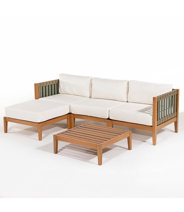 Conjunto Aurora 3 Lugares Puff Assento Areia Mesa Mel - 78448