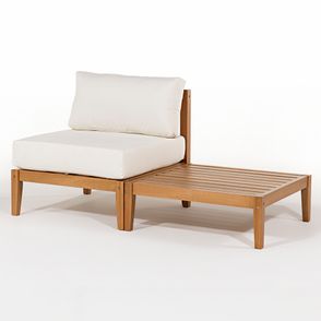 Conj Aurora Poltrona Sem Braço Areia Mesa Lateral - 78456
