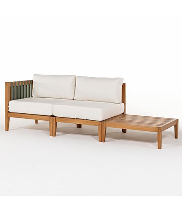 Sofá Canto Aurora 02 Lugares Areia Mesa Apoio Base Mel - 78463