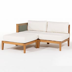 Sofá Canto Aurora 02 Lugares Areia Puff Aurora Base Mel - 78469