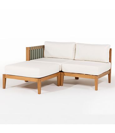 Sofá Canto Aurora 02 Lugares Areia Puff Aurora Base Mel - 78469