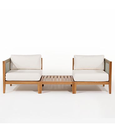 Conj 02 Sofás Canto Aurora Areia Mesa Centro Base Mel - 78471