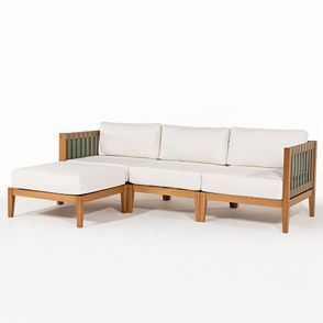 Sofá Aurora 03 Lugares + Puff Aurora Areia Base Mel - 78478
