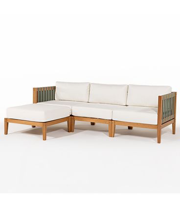 Sofá Aurora 03 Lugares + Puff Aurora Areia Base Mel - 78478