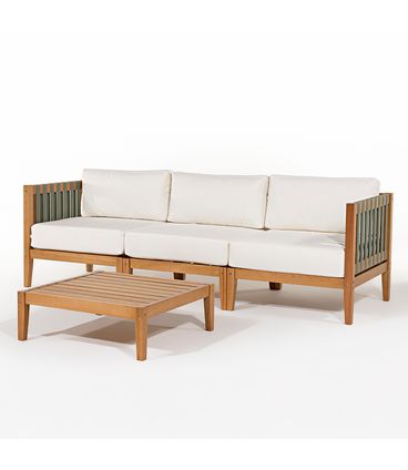 Conj 03 Sofás Canto Aurora Areia Mesa Centro Base Mel - 78475