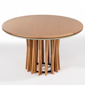 Mesa Jantar Redonda Oliva Base Ripada Verniz Mel 130cm - 78479