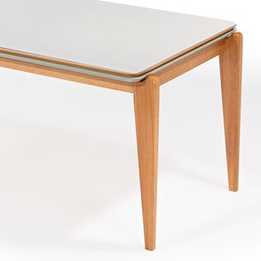 Mesa Jantar Retangular Oliva Com Vidro Base Mel 160cm - 78482