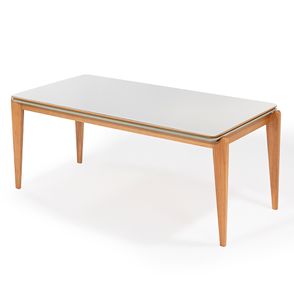 Mesa Jantar Retangular Oliva Com Vidro Base Mel 180cm - 78483