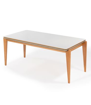 Mesa Jantar Retangular Oliva Com Vidro Base Mel 180cm - 78483