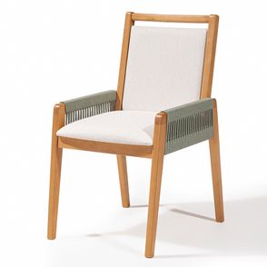 Cadeira Flora Assento Cru Braço Oliva Base Verniz Mel - 78490