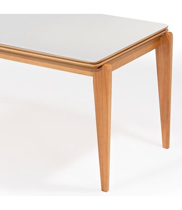 Mesa Retangular Rana Tampo Vidro Verniz Mel 160cm - 78499