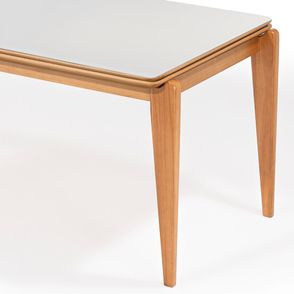 Mesa Retangular Rana Tampo Vidro Verniz Mel 180cm - 78500