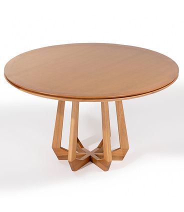 Mesa Redonda Quézia Tampo Laminado Verniz Mel 130cm - 78501