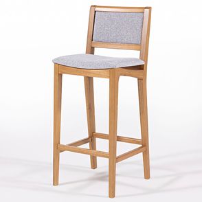 Banqueta Tune Estofada Assento Cinza Madeira Mel - 78505