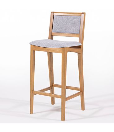 Banqueta Tune Estofada Assento Cinza Madeira Mel - 78505