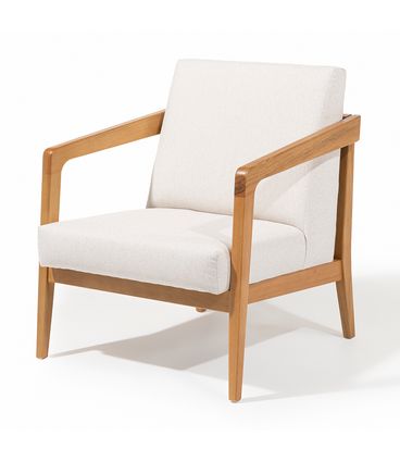 Poltrona Kiel Tecido Cru Base Verniz Mel - 78525