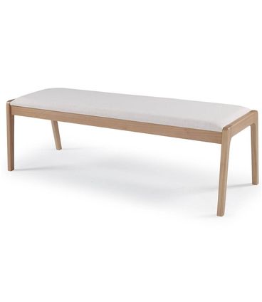 Banco Suez Estrutura Madeira Estofado cor Cru Calandro 142cm - 67751