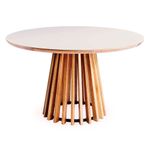 MesadeJantarBrisaTampoRedondoVidroOffWhiteBaseVernizMel130cm