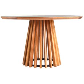 Mesa de Jantar Brisa Tampo Redondo Vidro Off White Base Verniz Mel 130cm - 64012