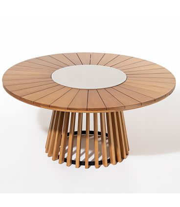 Mesa Jantar Redonda Paraty Base Verniz Mel 160cm - 78545