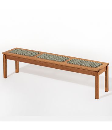 Banco Trama 3 Lugares Stain Jatobá Corda Verde Oliva 180cm - 78560