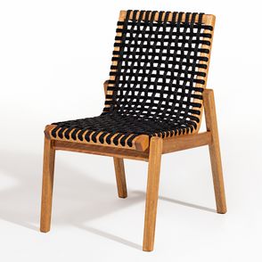 Cadeira Trama Corda Preta Estrutura Stain Jatoba 52cm - 53172