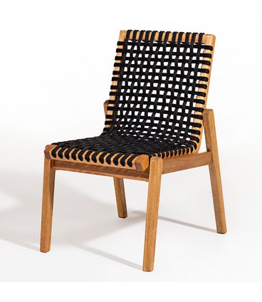Cadeira Trama Corda Preta Estrutura Stain Jatoba 52cm - 53172