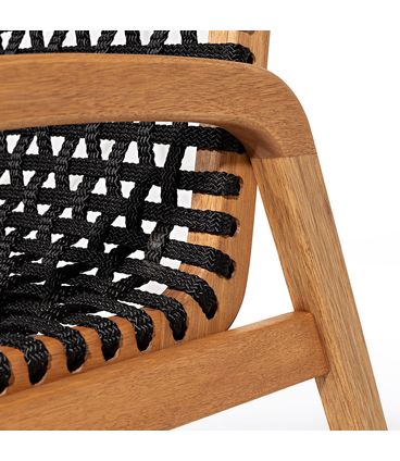 Cadeira Trama Com Braço Corda Preta Stain Jatobá - 56633