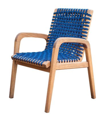 Cadeira Trama Com Braço Corda Azul Stain Jatobá - 66743
