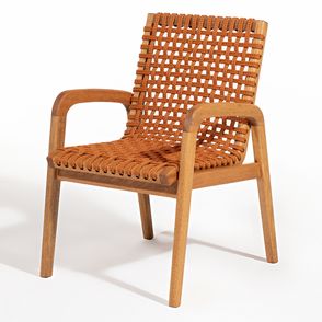 Cadeira Trama Com Braço Corda Ocre Stain Jatobá - 78568