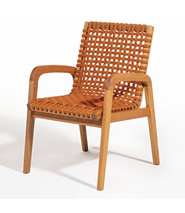 Cadeira Trama Com Braço Corda Ocre Stain Jatobá - 78568