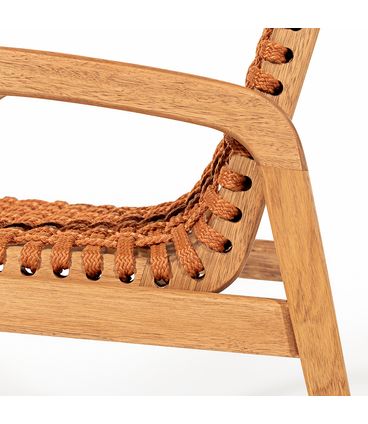 Cadeira Trama Com Braço Corda Ocre Stain Jatobá - 78568